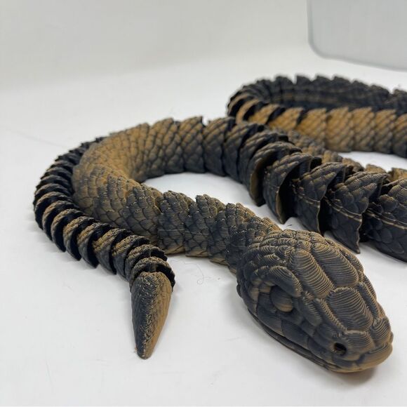 Articulating Snakes 3D Printed 5 Feet (60") Long Black Tan Color Décor Gift - Picture 4 of 7